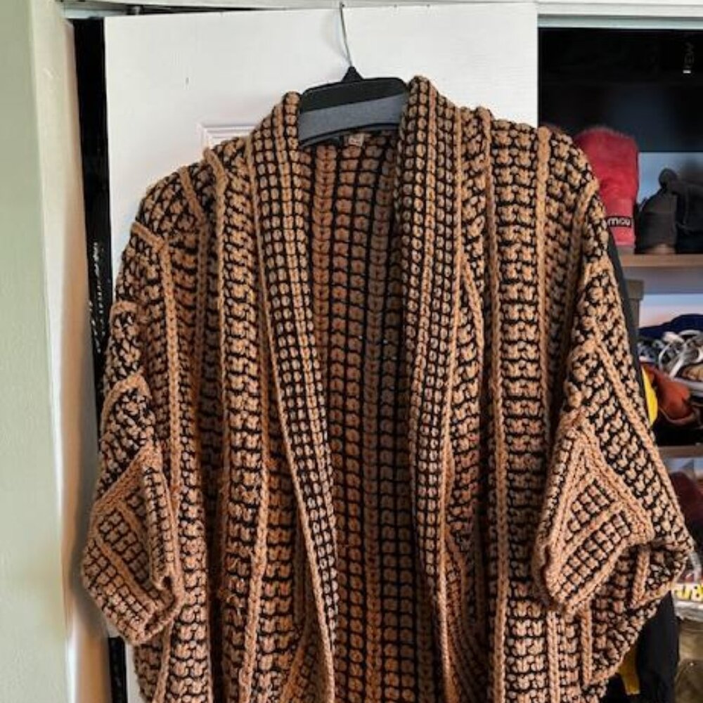 DEX 1963 Brown w/Black Sweater Cardigan Jacket XL